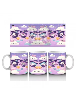 Bulutlar Üzerinde Uçan Şirin Hayaletler Temalı Cadılar Bayramı Baskılı Kupa