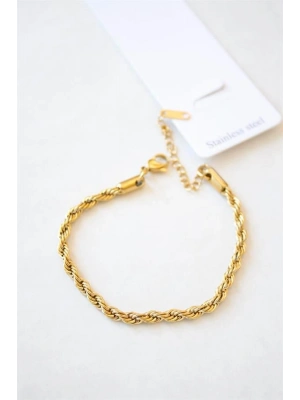 Burgu Çelik Bileklik 3mm - Altın