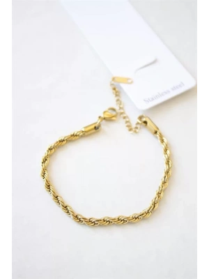 Burgu Çelik Bileklik 3mm - Altın