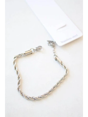 Burgu Çelik Bileklik 3mm - Gümüş