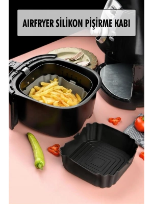 Bütün Airfryerlere Uyumlu Siyah Silikon Pişirme Kabı