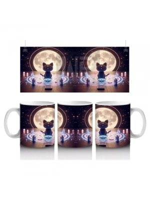 Büyü Halkası İçinde Ellerini Kaldıran Cadı Figürlü Mistik Cadılar Bayramı Baskılı Kupa Bardak