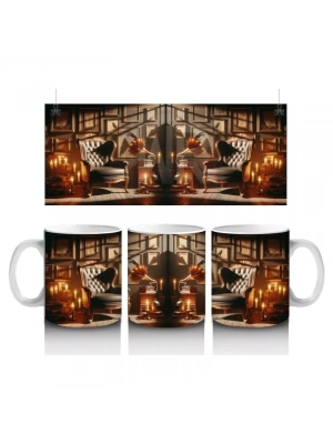 Büyü Kitabı Okuyan Fare Figürlü Tatlı Cadılar Bayramı Baskılı Kupa Bardak