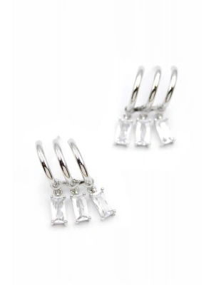 Büyük Baget Taşlı Küpe - Gümüş