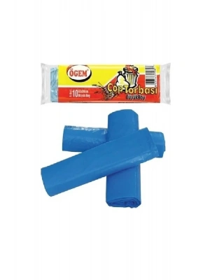Büyük Boy Çöp Torbası 65 x 80 cm 10 Lu Rulo x 1 Paket = 10 Adet (Mavi)