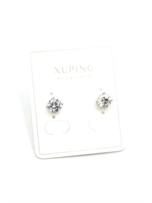 Büyük Boy Tek Taş Küpe - Gümüş