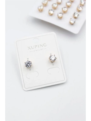 Büyük Boy Zirkon Taşlı Tektaş  Küpe - Altın