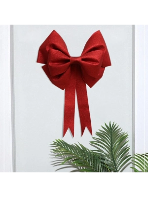 Büyük ve Kaliteli Kırmızı Simli Eva Fiyonk Dekor Yılbaşı Doğum Günü Süsü 60 X 65cm