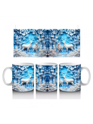 Buz Geyikleri Kristal Arka Planla – Baskılı Kupa