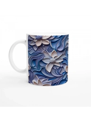 Buz Mavisi Çiçek Dalgaları Kupa Bardak