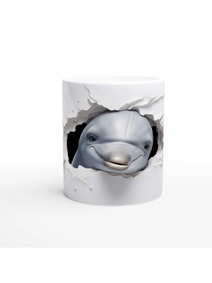 Buz Mavisi Çiçekler ve Sevimli Yunus Su Altı Temalı Kupa Bardak