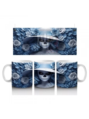 Buz Mavisi Güller Arasında Solgun Maske – Hediyelik Kahve Kupası