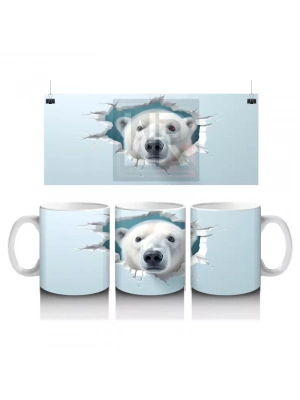 Buz Zemin Üzerinde Kutup Ayısı Figürü – Baskılı Kupa