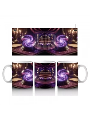 Cadı Kazanı ve Sihirli Küre Desenli Gotik Cadılar Bayramı Baskılı Kupa