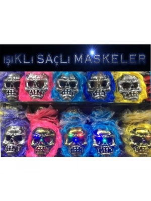 Cadılar Bayramı Işıklı Halloween Kuru Kafa Maskesi 1 Adet