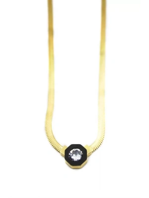 Çağla İtalyan Zincir Çelik Kolye - Altın