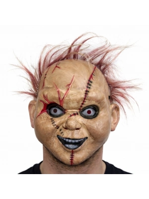 Çaki Korku Bebek Maskesi – Saçlı Plastik Yüz Maskesi