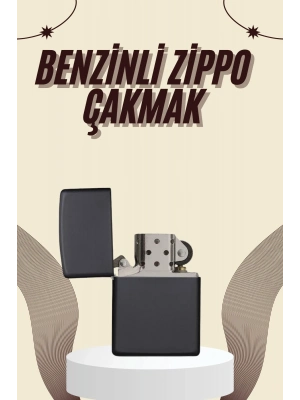 Çakmak Parlak Siyah Benzinli Çakmak Cep Boy Doldurulabilir