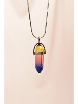 Çakra Doğal Taşı Zincirli El Yapımı Tasarımlı Kolye Uç: 3,5 cm Zincir: 20 cm Kutulu