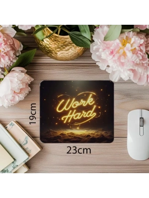 Çalışkanlık Temalı Neon Yazı Mousepad - 19x23 cm 2 mm Dikdörtgen İthal Baskılı Mouse Pad