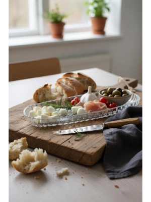 Cam Balık Sırtı Baton Sunum Tabağı 28 cm