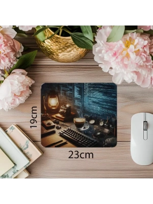Cam Bardakta Espresso ve Kod Işıkları Mousepad - 19x23 cm 2 mm Dikdörtgen İthal Baskılı Mouse Pad