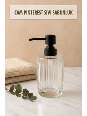 Cam Şeffaf Sıvı Sabunluk 200 ml Banyo Lavabo