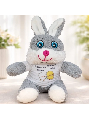 Canım Da Canım Balım Da Balım Tişörtlü Sevimli Peluş Tavşan