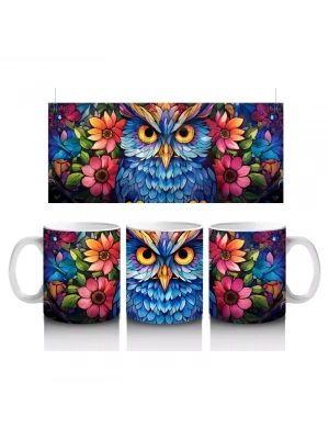 Canlı Renkli Tüyleriyle Baykuş – Baskılı Kahve Kupası