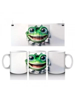 Çatlak Arasından Bakan Neşeli Kurbağa – Baskılı Kahve Kupası