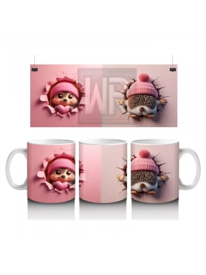 Çatlak Duvar Arasında Gülümseyen Oyuncak Kirpi – Baskılı Kahve Kupası