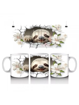 Çatlak Duvar Arasında Gülümseyen Tembel Hayvan – Baskılı Kahve Kupası