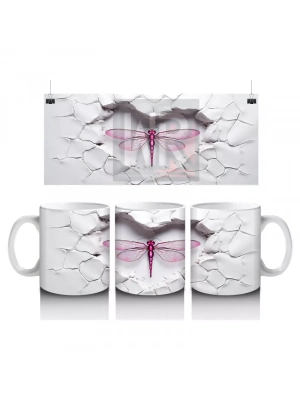 Çatlak Duvar Arasında Mor Kanatlı Yusufçuk – Baskılı Kahve Kupası