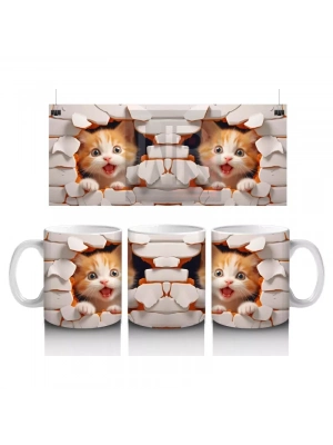 Çatlak Duvar Arasında Sevimli Yavru Kediler – Baskılı Kahve Kupası