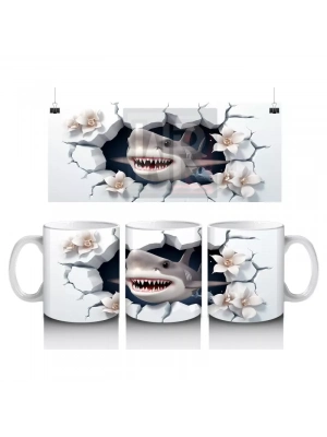 Çatlak Duvar Arasında Sinsi Köpekbalığı – Baskılı Kahve Kupası