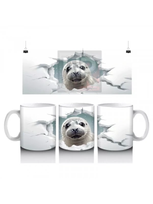 Çatlak Duvarda Gözlük Takmış Neşeli Su Samuru – Baskılı Kahve Kupası