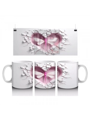 Çatlak Duvarda Parlayan Pembe Yusufçuk – Baskılı Kahve Kupası