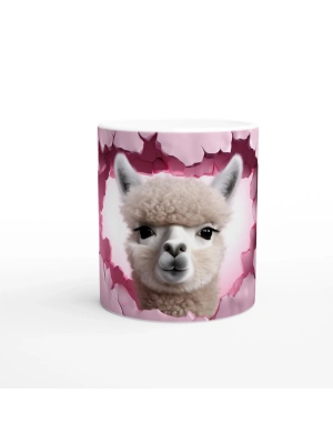 Çatlak Duvardan Bakan Alpaka Temalı Baskılı Kupa Bardak