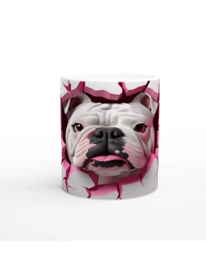 Çatlak Duvardan Bakan Bulldog Temalı Baskılı Kupa Bardak