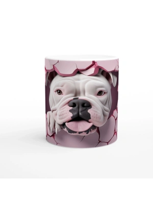 Çatlak Duvardan Bakan Bulldog Temalı Baskılı Kupa Bardak