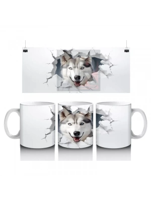 Çatlak Duvardan Bakan Gri Kurt – Baskılı Kahve Kupası