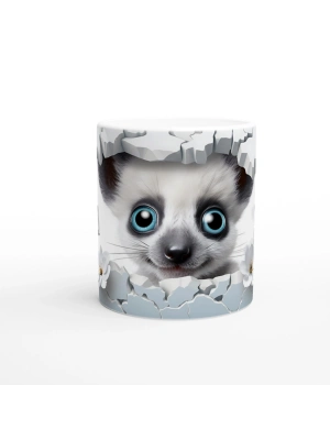 Çatlak Duvardan Bakan Lemur Temalı Baskılı Kupa Bardak