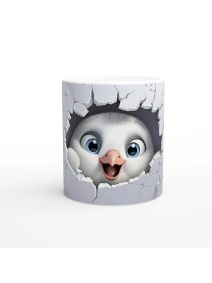 Çatlak Duvardan Bakan Penguen Yavrusu Temalı Baskılı Kupa Bardak