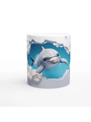 Çatlak Duvardan Bakan Sevimli Yunus Temalı Baskılı Kupa Bardak