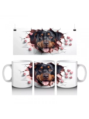 Çatlak Duvardan Bakan Siyah Köpek – Baskılı Kahve Kupası