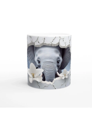 Çatlak Duvarın Ardından Bakan Fil Temalı Baskılı Kupa Bardak