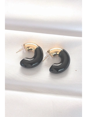 CCB Siyah Gold Çift Renk Küpe