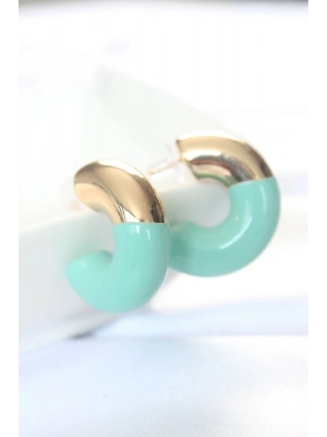 CCB Turkuaz Gold Çift Renk Küpe