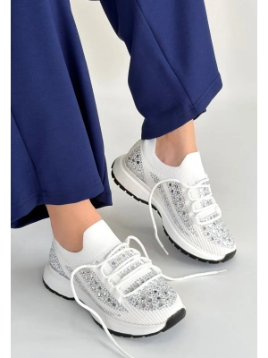 Ceas Beyaz Triko Bağcıklı Spor Ayakkabı