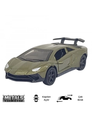 Çek Bırak Metal Küçük Arabalar 8 cm - 6411A - Haki